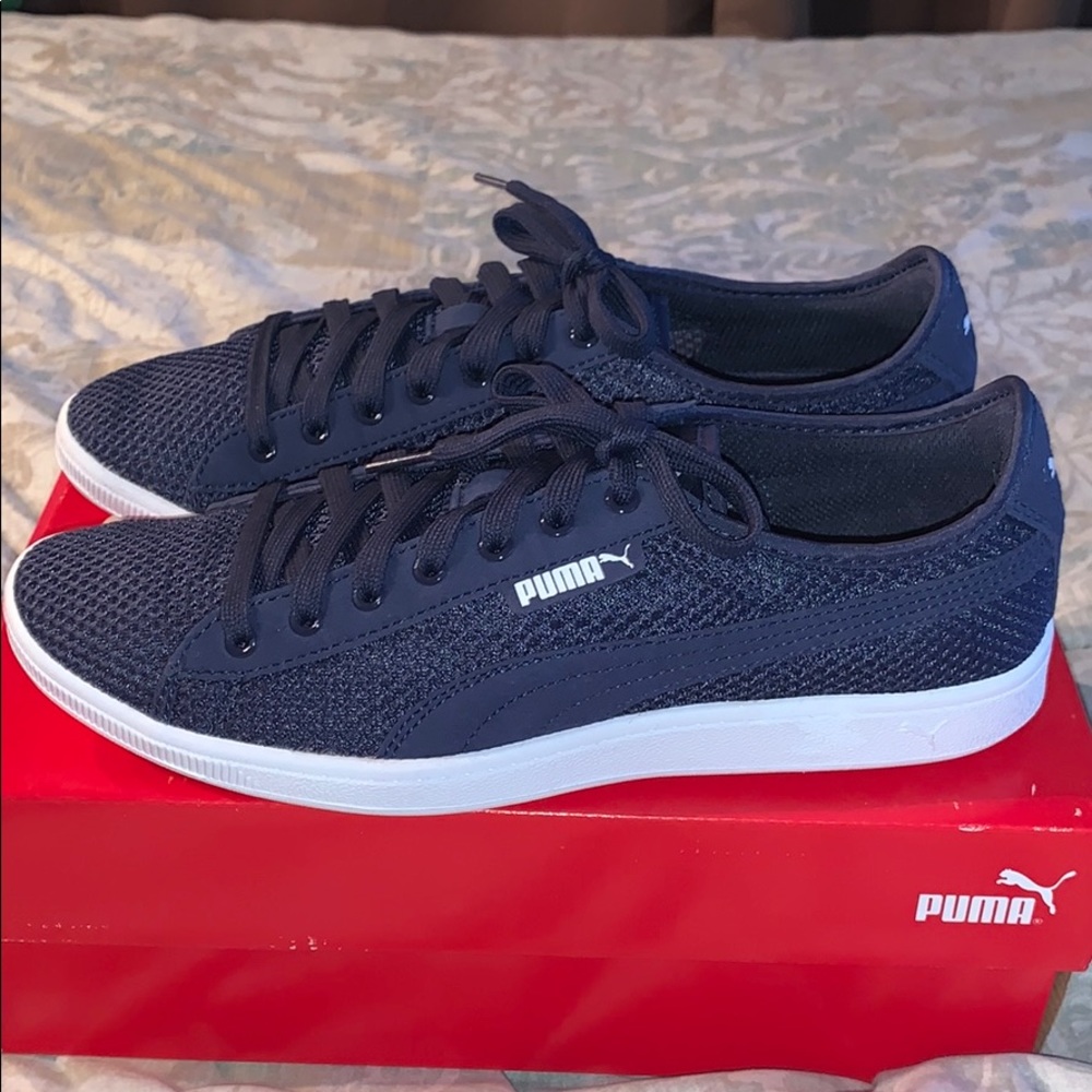 Puma Navy and White Mesh Sneakers